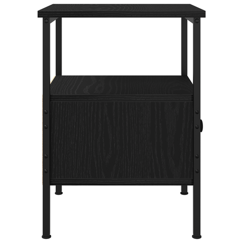 vidaXL Bedside Cabinet Black Oak 34x36x50 cm Engineered Wood and Steel
