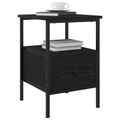 vidaXL Bedside Cabinet Black Oak 34x36x50 cm Engineered Wood and Steel