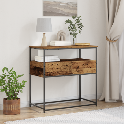 vidaXL Console Table with Drawer with Shelf Old Wood 75 x 40 x 75 cm