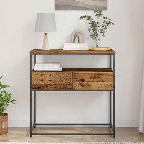 vidaXL Console Table with Drawer with Shelf Old Wood 75 x 40 x 75 cm