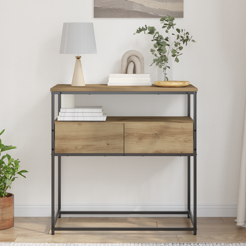 vidaXL Console Table Artisan Oak 75x40x75 cm Engineered Wood and Steel
