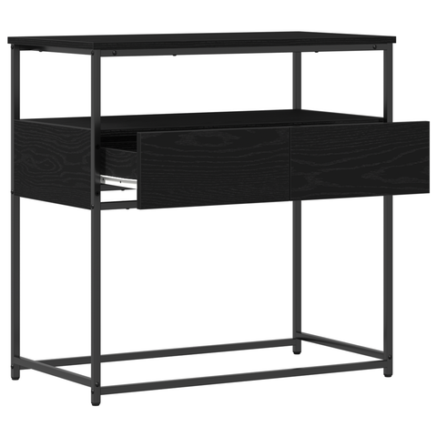vidaXL Console Table Black Oak 75x40x75 cm Engineered Wood and Steel