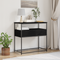 vidaXL Console Table Black Oak 75x40x75 cm Engineered Wood and Steel