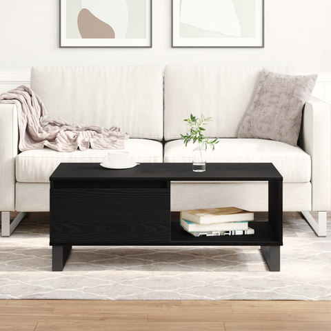 vidaXL Coffee Table Black Oak 90x50x36,5 cm Engineered Wood