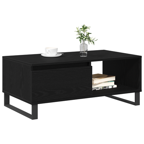 vidaXL Coffee Table Black Oak 90x50x36,5 cm Engineered Wood