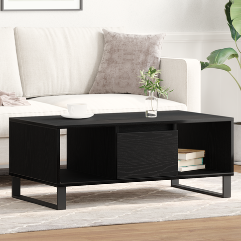 vidaXL Coffee Table Black Oak 90x50x36,5 cm Engineered Wood
