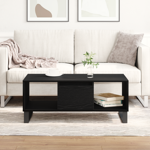 vidaXL Coffee Table Black Oak 90x50x36,5 cm Engineered Wood