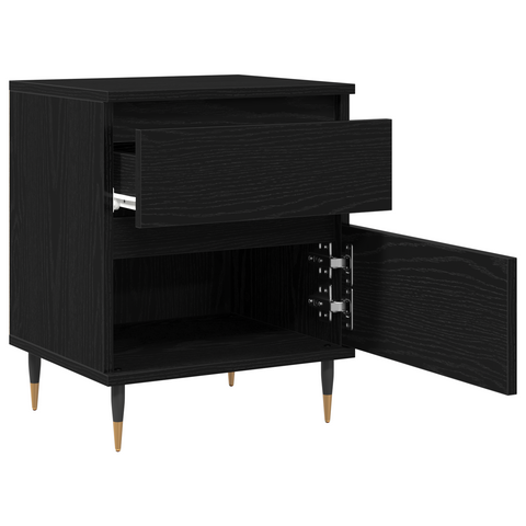 vidaXL Bedside Cabinet Black Oak 40x35x50 cm Engineered Wood
