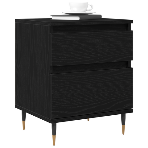 vidaXL Bedside Cabinet Black Oak 40x35x50 cm Engineered Wood