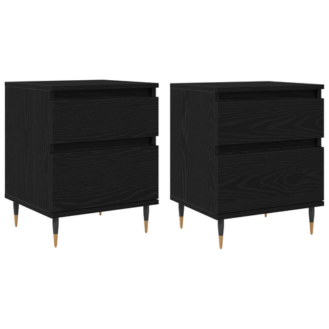 vidaXL Bedside Cabinets 2pcs Black Oak 40x35x50 cm Engineered Wood