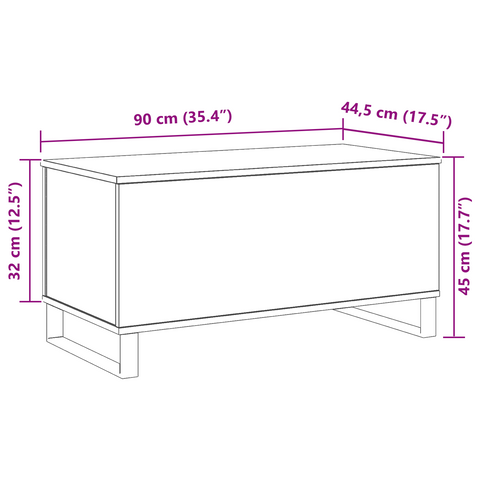 vidaXL Coffee Table Black Oak 90x44.5x45 cm Engineered Wood