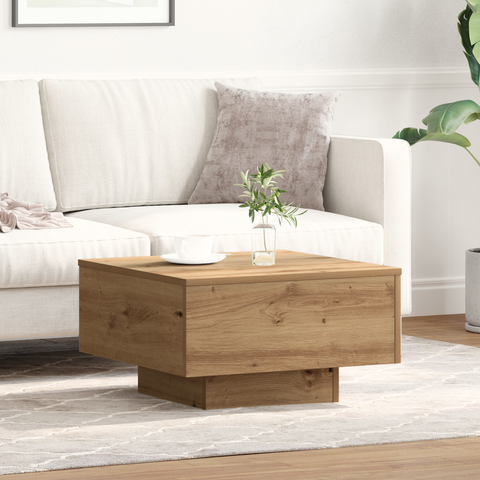 vidaXL Couch Table Artisan Oak Solid Oak Wood 55 x 55 x 31 cm Durable