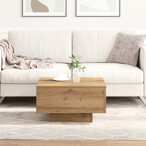 vidaXL Couch Table Artisan Oak Solid Oak Wood 55 x 55 x 31 cm Durable