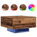 vidaXL Coffee Table with LED Lights Old Wood 55x55x31 cm