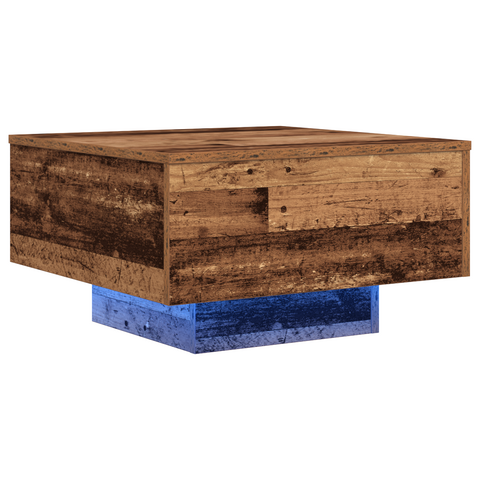 vidaXL Coffee Table with LED Lights Old Wood 55x55x31 cm