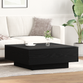 vidaXL Black Oak Coffee Table - 80x80x31 cm Made of Engineered Wood