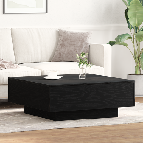 vidaXL Black Oak Coffee Table - 80x80x31 cm Made of Engineered Wood