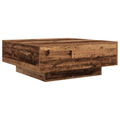 vidaXL Coffee Table with LED Lights Old Wood 80x80x31 cm
