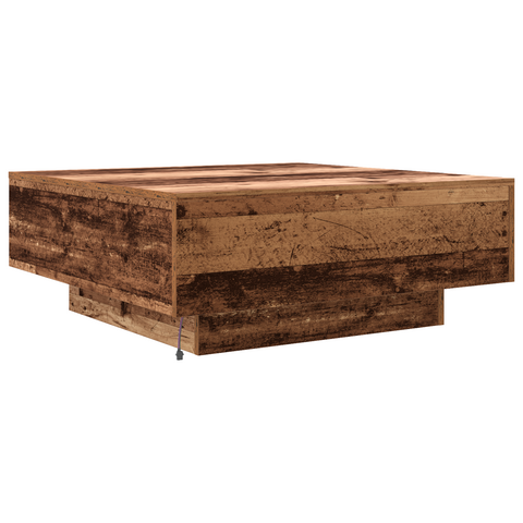 vidaXL Coffee Table with LED Lights Old Wood 80x80x31 cm