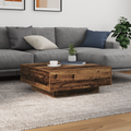 vidaXL Coffee Table with LED Lights Old Wood 80x80x31 cm