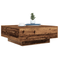 vidaXL Coffee Table with LED Lights Old Wood 80x80x31 cm
