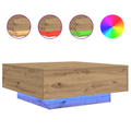 vidaXL Coffee Table with LED Lights Artisan Oak 80x80x31 cm