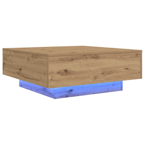 vidaXL Coffee Table with LED Lights Artisan Oak 80x80x31 cm