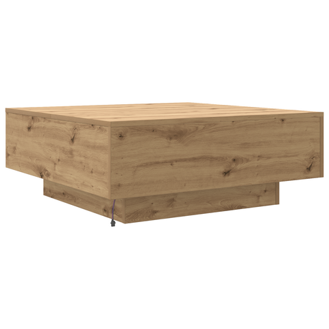 vidaXL Coffee Table with LED Lights Artisan Oak 80x80x31 cm