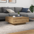 vidaXL Coffee Table with LED Lights Artisan Oak 80x80x31 cm