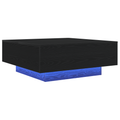 vidaXL Coffee Table with LED Lights Black Oak 80x80x31 cm
