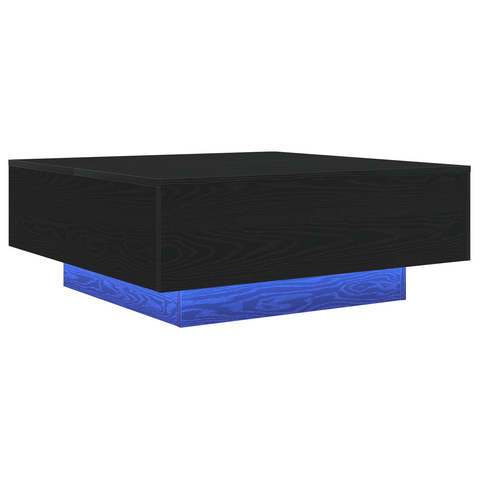 vidaXL Coffee Table with LED Lights Black Oak 80x80x31 cm