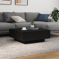 vidaXL Coffee Table with LED Lights Black Oak 80x80x31 cm