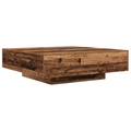 vidaXL Coffee Table with LED Lights Old Wood 100x100x31 cm