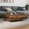 vidaXL Coffee Table with LED Lights Old Wood 100x100x31 cm