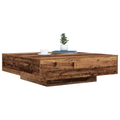 vidaXL Coffee Table with LED Lights Old Wood 100x100x31 cm