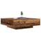 vidaXL Coffee Table with LED Lights Old Wood 100x100x31 cm