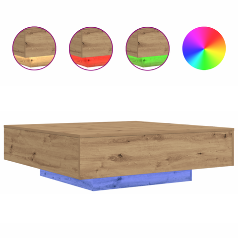 vidaXL Coffee Table with LED Lights Artisan Oak 100x100x31 cm