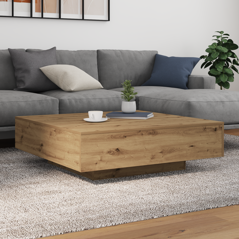 vidaXL Coffee Table with LED Lights Artisan Oak 100x100x31 cm