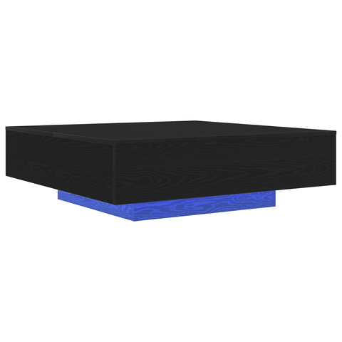 vidaXL Coffee Table with LED Lights Black Oak 100x100x31 cm