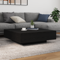 vidaXL Coffee Table with LED Lights Black Oak 100x100x31 cm
