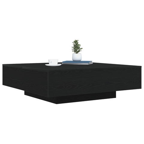 vidaXL Coffee Table with LED Lights Black Oak 100x100x31 cm