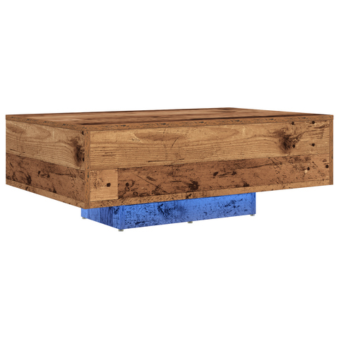 vidaXL Coffee Table with LED Lights Old Wood 85x55x31 cm