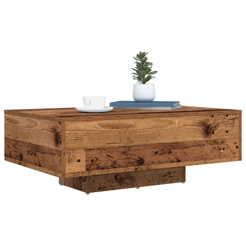 vidaXL Coffee Table with LED Lights Old Wood 85x55x31 cm