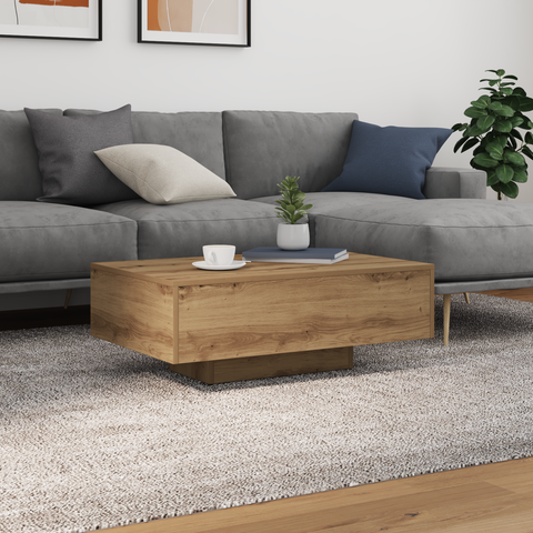 vidaXL Coffee Table with LED Lights Artisan Oak 85x55x31 cm