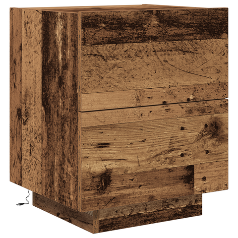 vidaXL Bedside Cabinet with LED Lights Old Wood 45x40x55 cm