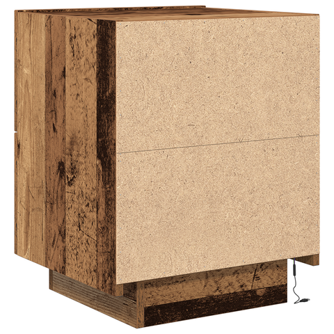 vidaXL Bedside Cabinet with LED Lights Old Wood 45x40x55 cm