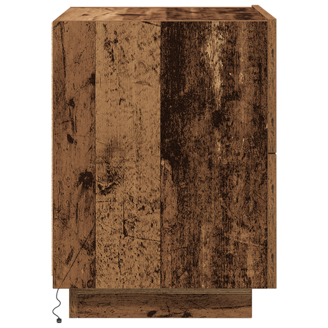vidaXL Bedside Cabinet with LED Lights Old Wood 45x40x55 cm