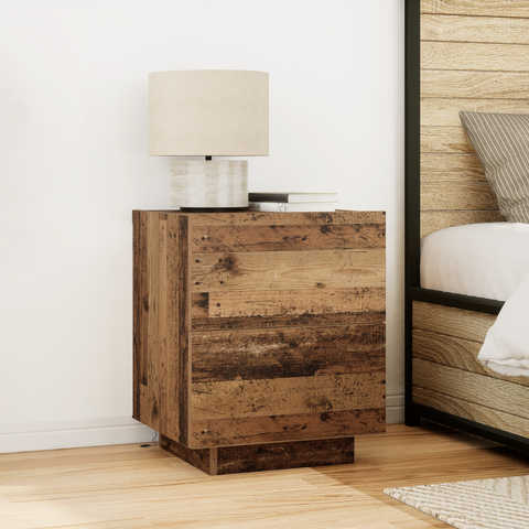vidaXL Bedside Cabinets with LED Lights 2 pcs Old Wood 45x40x55 cm