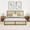 vidaXL Bedside Cabinets with LED Lights 2 pcs Old Wood 45x40x55 cm