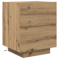 vidaXL Bedside Cabinet with LED Lights Artisan Oak 45x40x55 cm